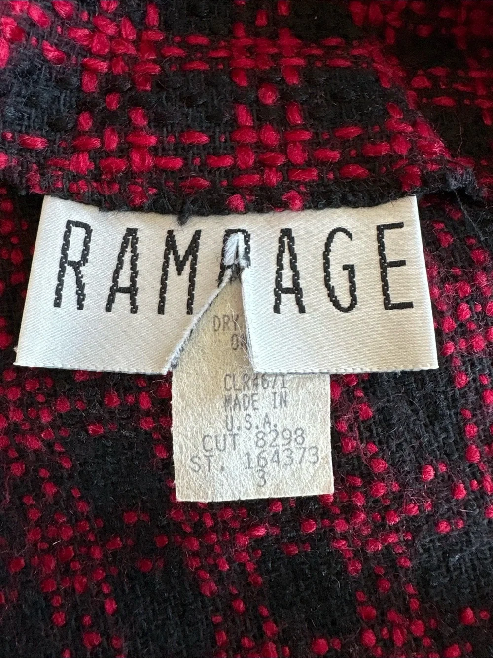 Vintage Rampage Cropped Plaid Moto Jacket Red Black Wool Blend Y2K Grunge
